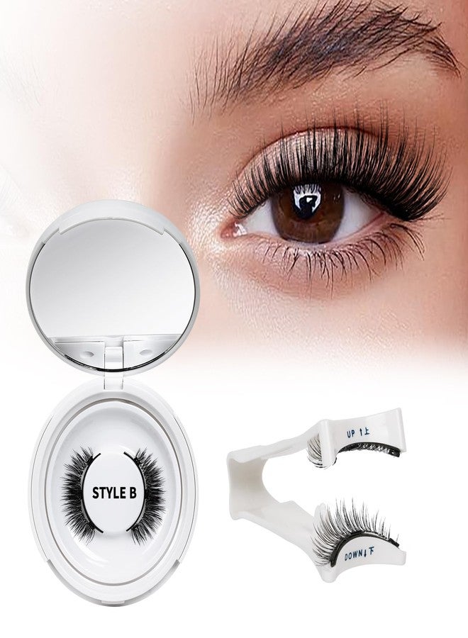 QUEWEL Magnetic Eyelashes 1 Pair Reusable Magnetic Eyelashes with Applicator No Glue Needed Eyelashes Cat Eye Natural Look Lash Clusters Kit Easy to Wear and Remove(B08) - Image 1